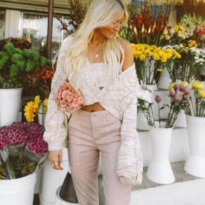 TWO PIECE TUBE TOP CARDIGAN SET